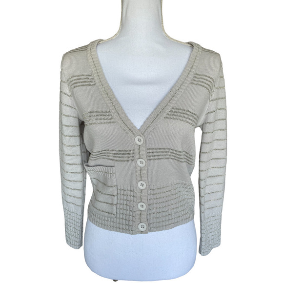 Marc by Marc Jacobs Wool Blend Cardigan Size Small Gray Silver Metal Thread - Picture 1 of 13